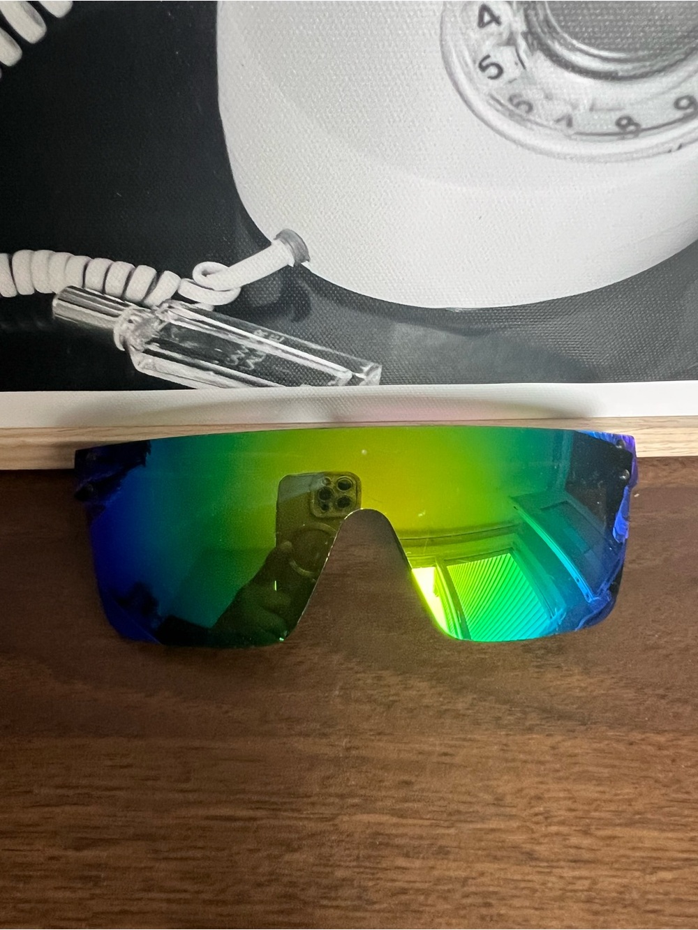 Iron Man Mirrored Shield Sunglasses - Green Blue Gradient